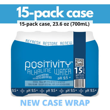 Positivity Alkaline Water 9.5+ pH (15 pack of 23.7oz Bottles)
